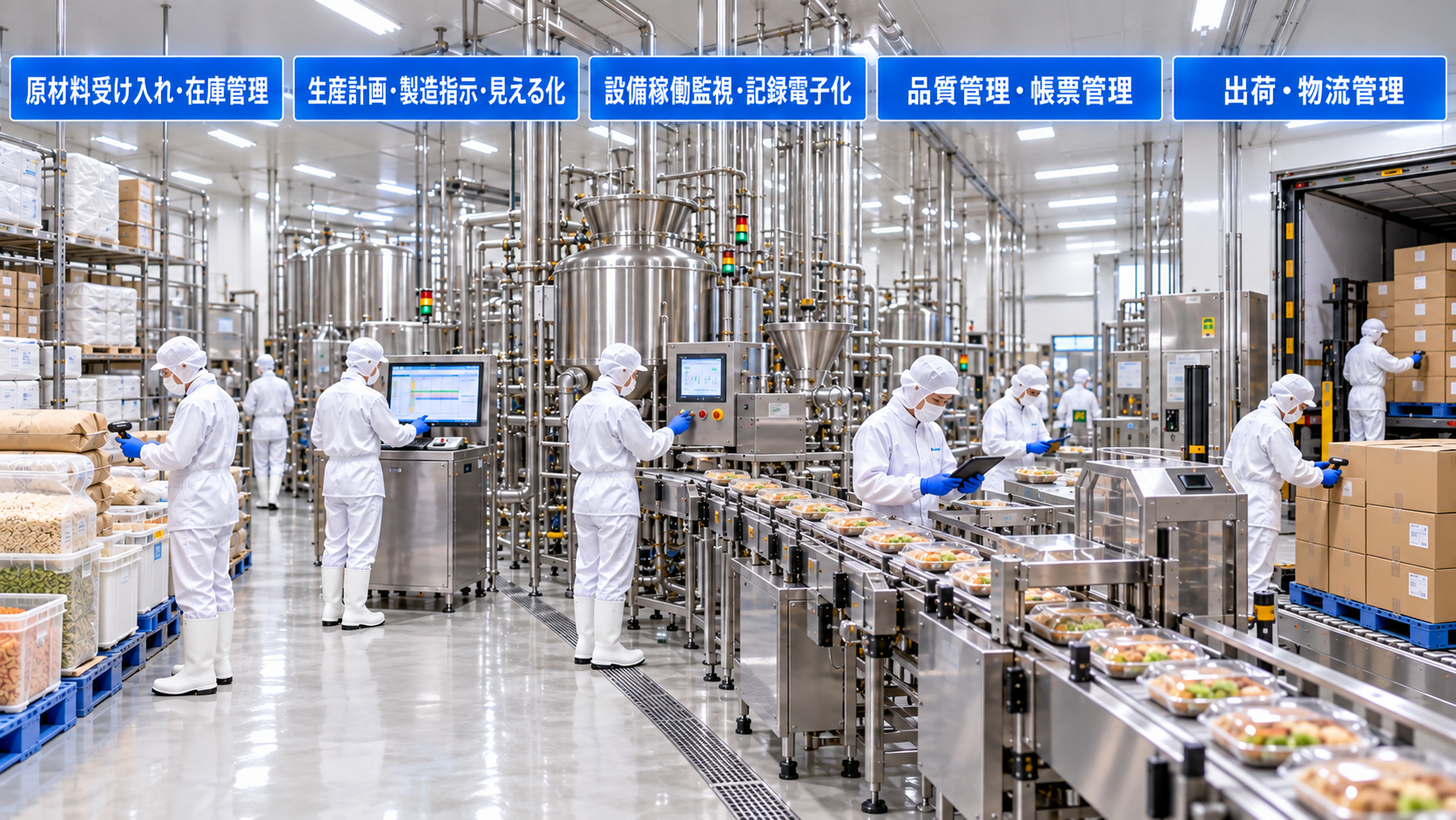 食品工場のIoT・DX・生産管理フローの全体図