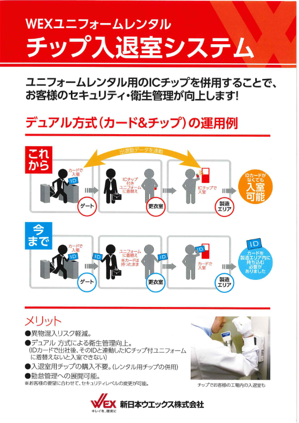 カタログ（ＷＥＸユニフォームレンタル　チップ入退室システム）