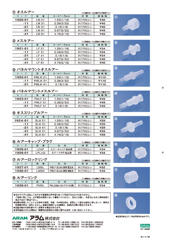 カタログ(CPCカップリング FitQuik ルアーフィッティング (裏面))