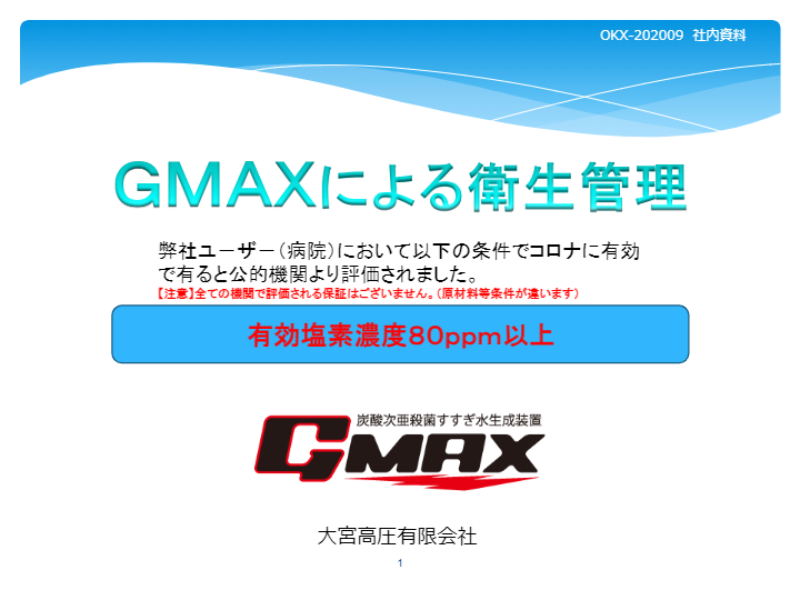 参考資料（炭酸次亜水生成機『GMAX』　水道水水質検査）