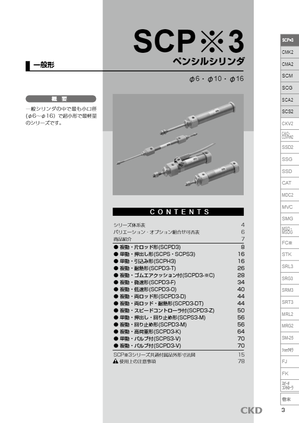 カタログ（ペンシルシリンダ SCPS・SCPD3・SCPS3・SCPH3）