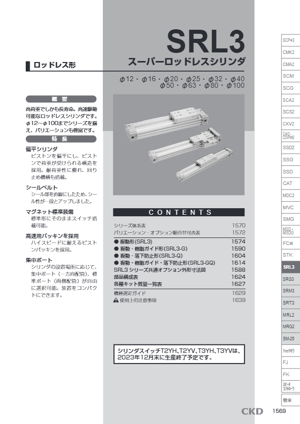カタログ（スーパーロッドレスシリンダ SRL3）