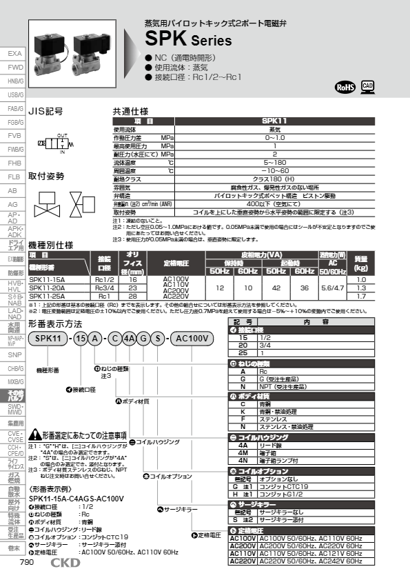 カタログ（蒸気用パイロットキック式2ポート電磁弁）