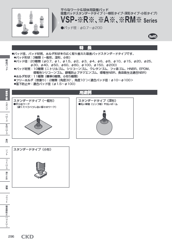 カタログ（吸着パッド 形番 VSP）