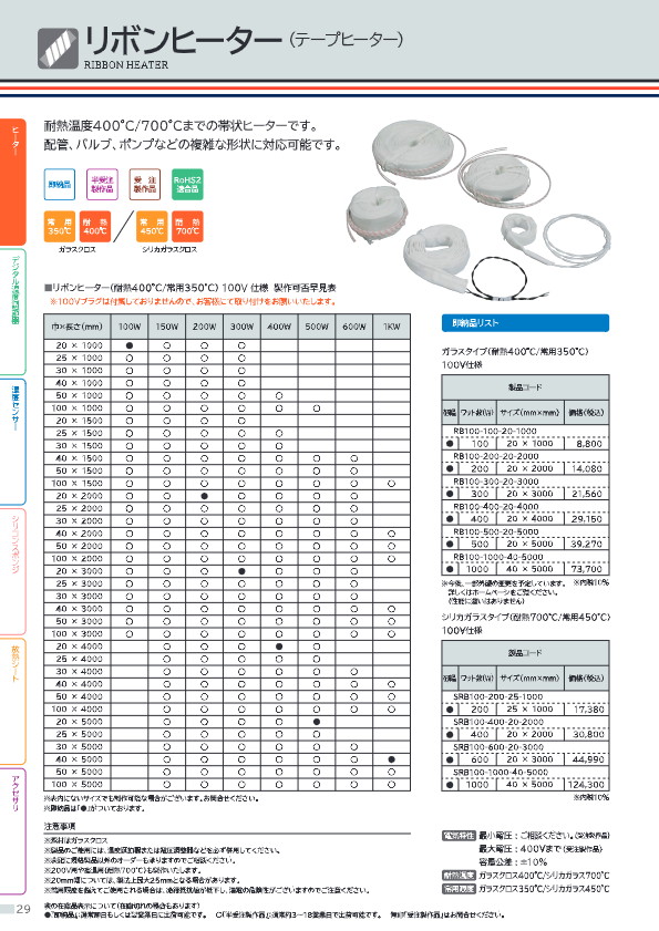 カタログ１（リボンヒーター（クリーンルーム用））