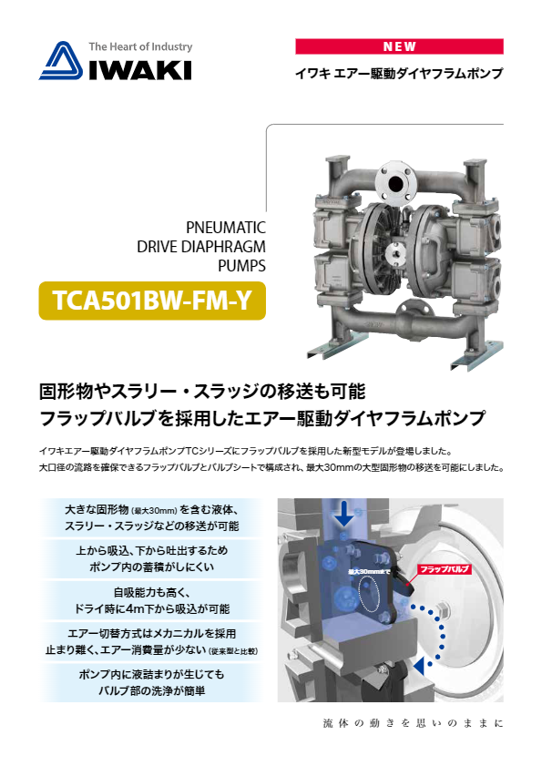 カタログ（エアー駆動ダイヤフラムポンプ(固形物移送用) TCA501BW-FM-Y）
