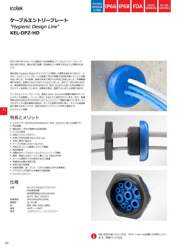 カタログ【FDA準拠 丸形ケーブルグランド】