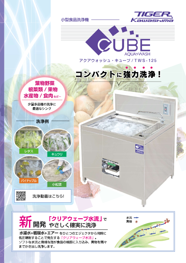 カタログ(小型食品洗浄機 アクアウォッシュ・キューブ TWS-125)
