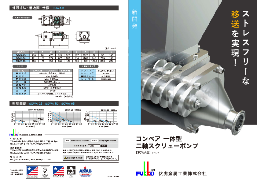 カタログ（コンベア一体型二軸スクリューポンプ）