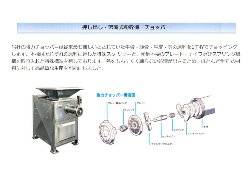 押し出し・剪断式粉砕機 チョッパー MKBCシリーズ