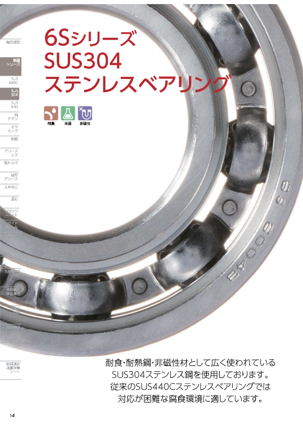 カタログ（SUS304ステンレスベアリング）