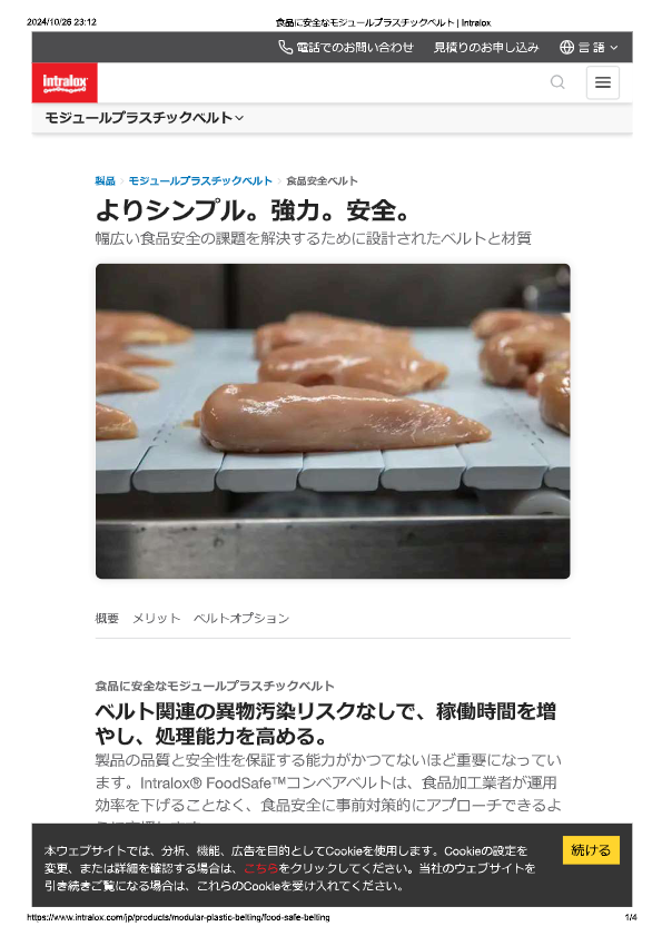 カタログ（モジュールプラスチックベルト　食品安全ベルト）