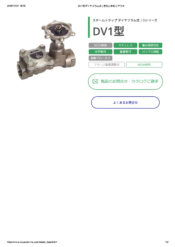 カタログ（スチームトラップDV1）