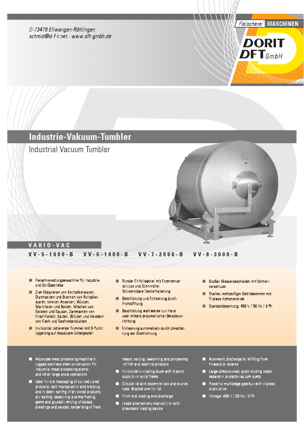 カタログ（タンブラー VV-5-1000-B, VV-6-1400-B, VV-7-2000-B, VV-8-3000-B）