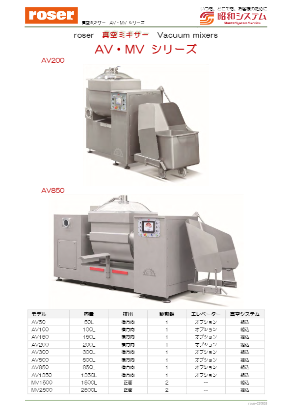カタログ（真空ミキサー CATO-AV50／100／150）
