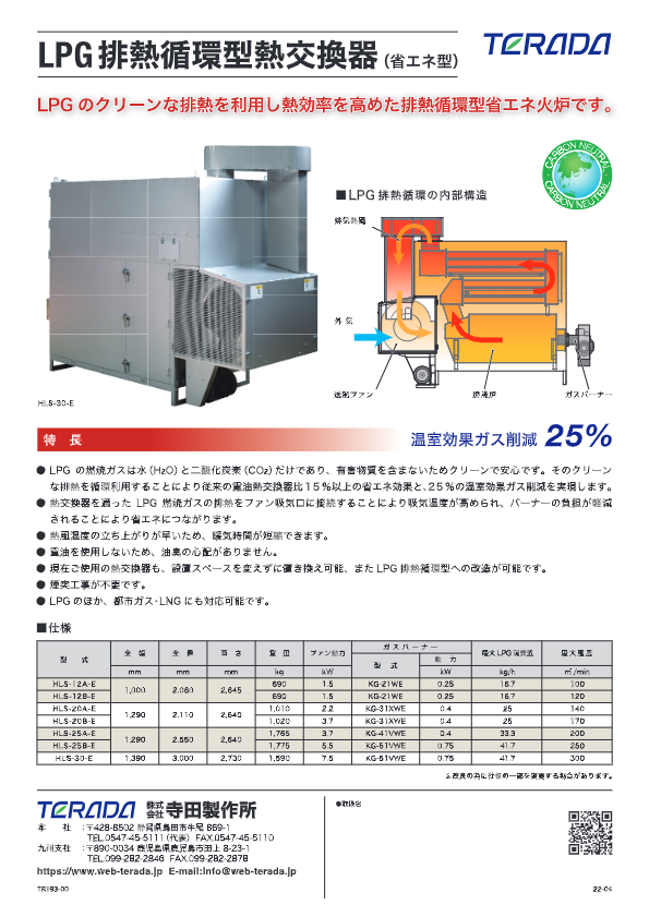 カタログ（LPG排熱循環型熱交換器　HLS-12A-E）