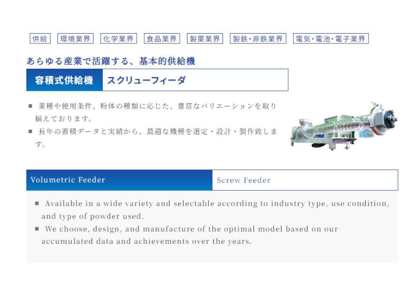 容積式供給機 スクリューフィーダ