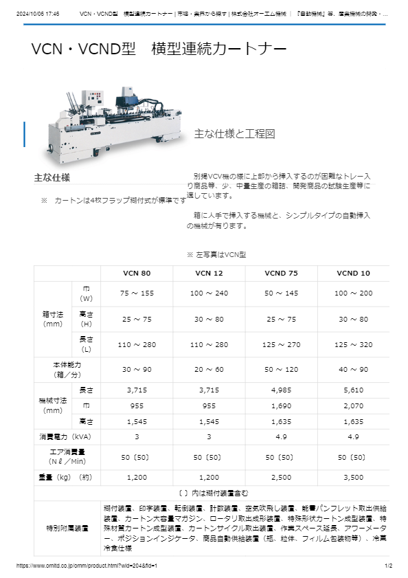 VCN・VCND型　横型連続カートナー