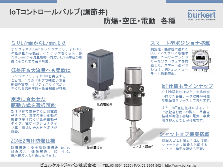 IoTコントロールバルブ(調節弁)_防爆・空圧・電動 各種