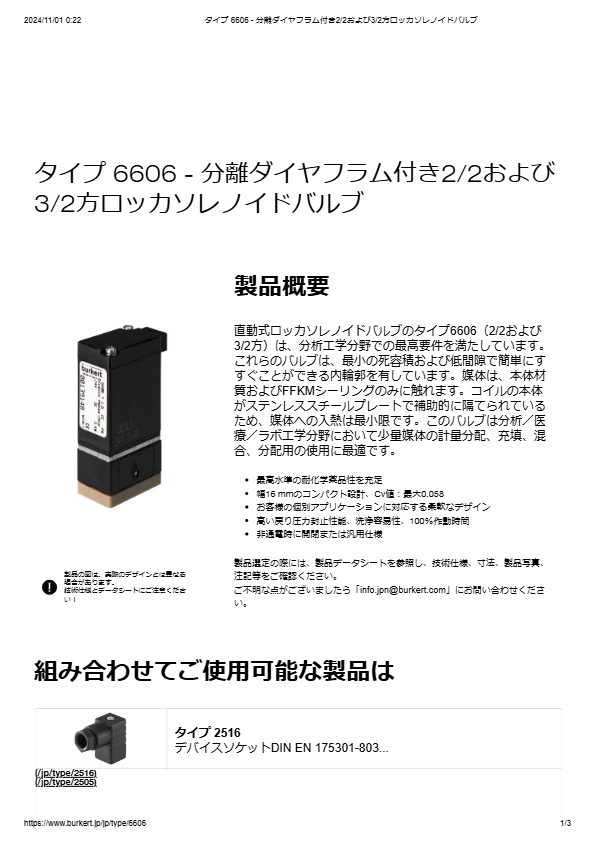 Type6606 ロッカー電磁弁（ソレノイドバルブ）