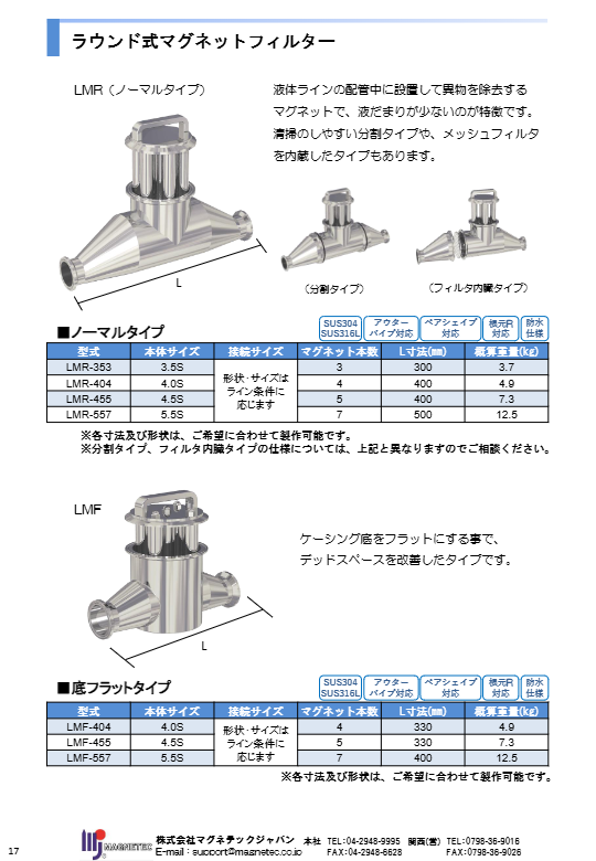 カタログ（ラウンド式マグネットフィルター）