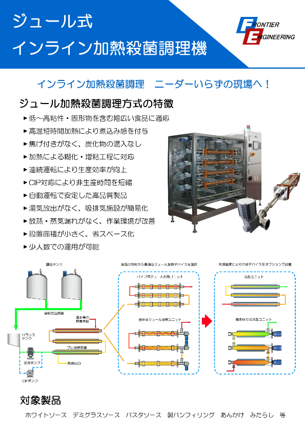 ジュール式インライン加熱殺菌調理器