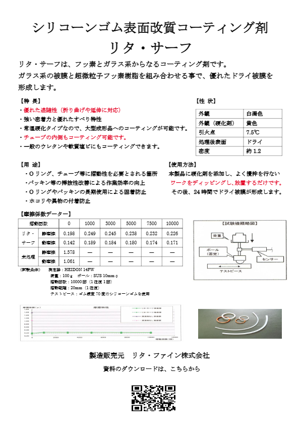 【シリコーンゴム表面化改質コーティング剤リタ・サーフ】
