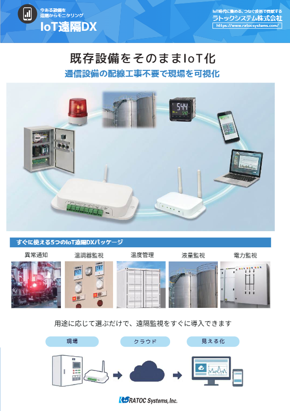 既存設備をそのままIoT化ー通信設備の配線工事不要で現場を可視化