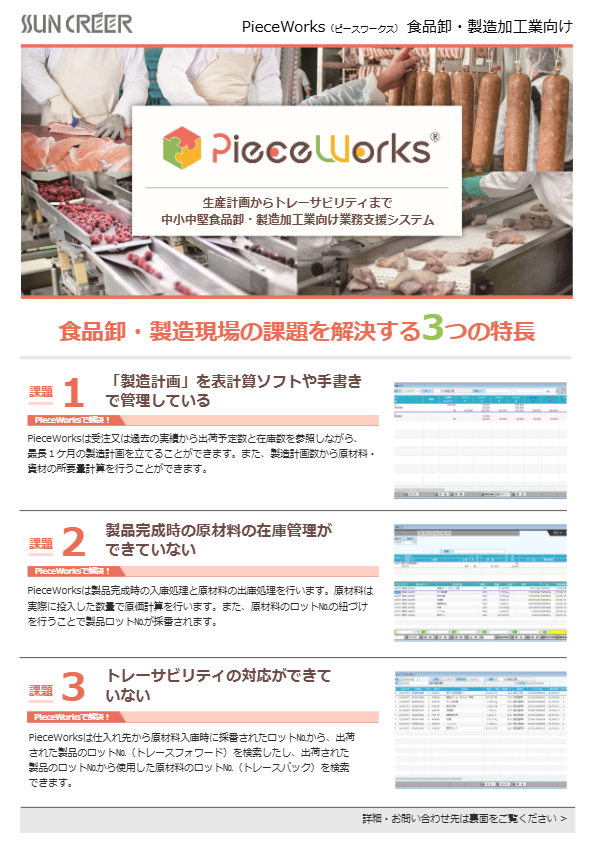 カタログ（PieceWorks（食品卸・製造加工業向け業務システム））